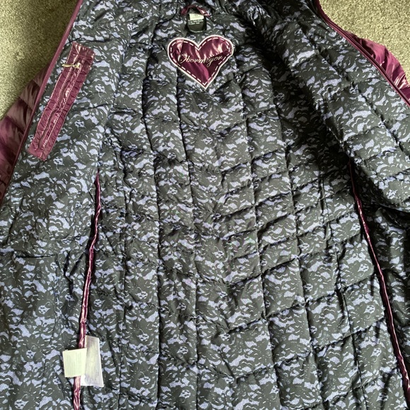 Women’s Obermeyer down jacket, sz small, Purple w/ beautiful lace design lining - Picture 7 of 12